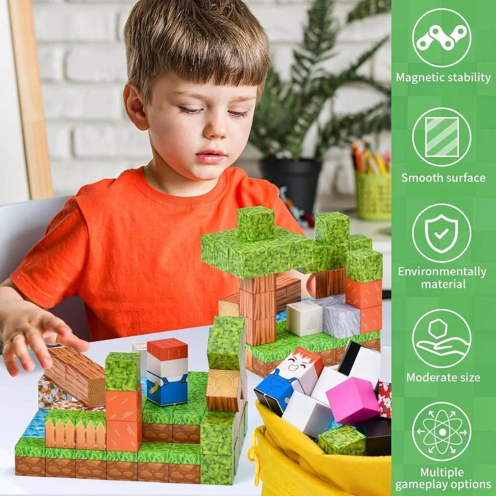 PBKCQ Animal Forest 132PCS Magnetic Building Blocks Toddler Toys,Build Forest W